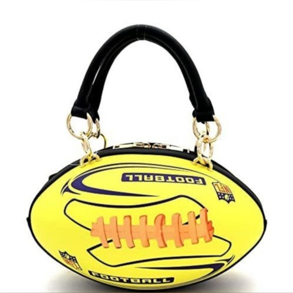 Caleesa Yellow NFL Football-Shaped Crossbody / Shoulder / Handbag NWT